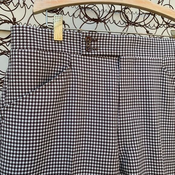 Vintage 70s brown houndstooth boot cut slacks - Picture 2 of 6